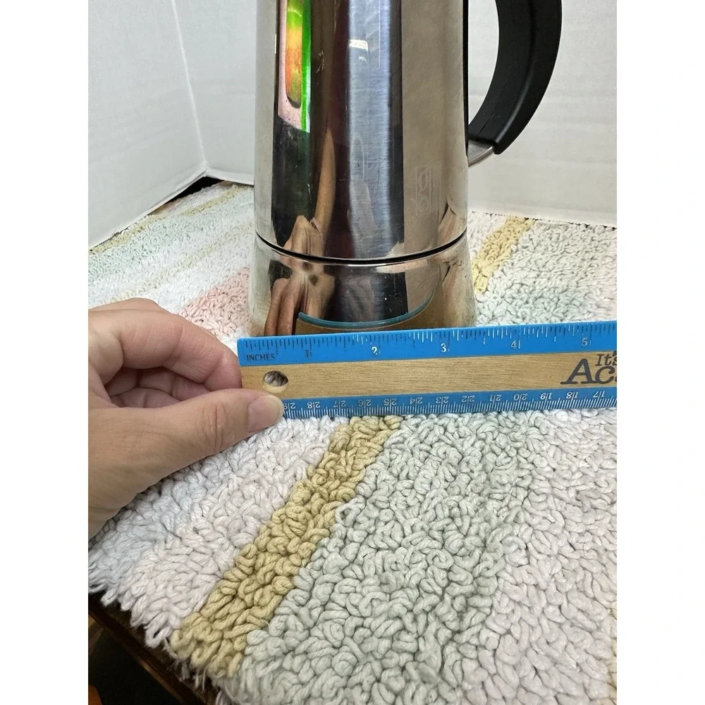 Vintage 80s coffee maker GB (Guido Bergna) Inox 18/10 moka pot for 6 cups.